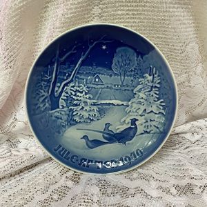 VTG Pheasants in the snow at Christmas decorative plate